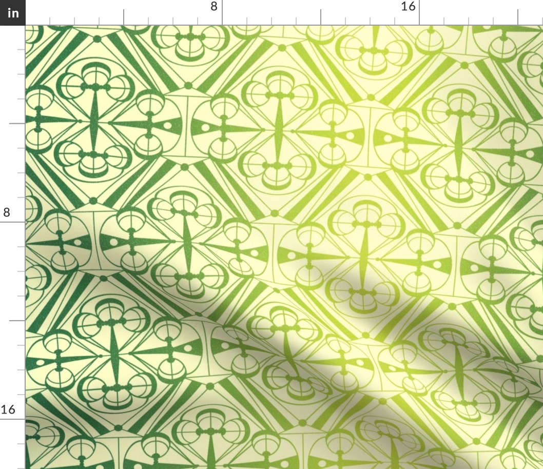 Art Deco Gradient Pattern on Green / Large Scale