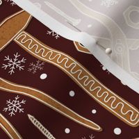 Gingerbread for daddy, Gingerbread tools for men, daddy Christmas fabric deep red WB22