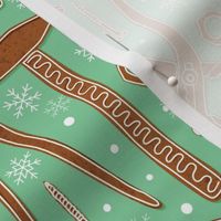 Gingerbread for daddy, Gingerbread tools for men, daddy Christmas fabric light green WB22