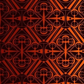 Art Deco Gradient Pattern on Red / Medium Scale
