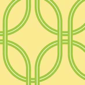 Oval Interlaced Tangled Circle Yellow and Green Extra Large 