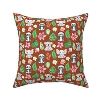 Tropical animals and flowers Motif 3 brown (Haweiian Tan)