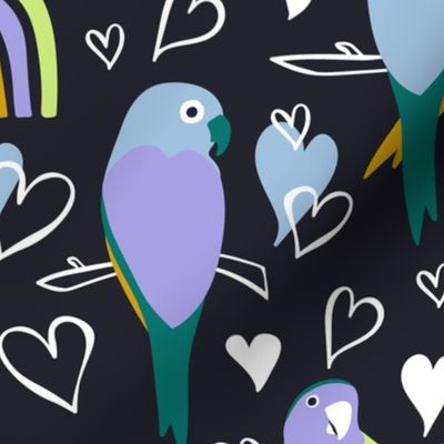 Love Birds Black Petal Signature Pastel Comforts Large Scale