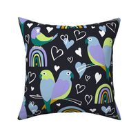 Love Birds Black Petal Signature Pastel Comforts Large Scale