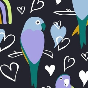 Love Birds Black Petal Signature Pastel Comforts Large Scale