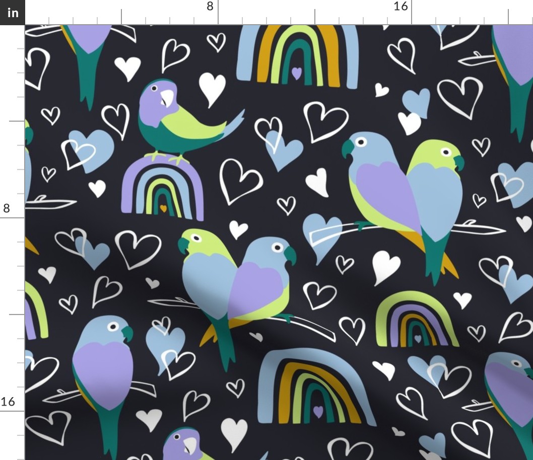 Love Birds Black Petal Signature Pastel Comforts Large Scale