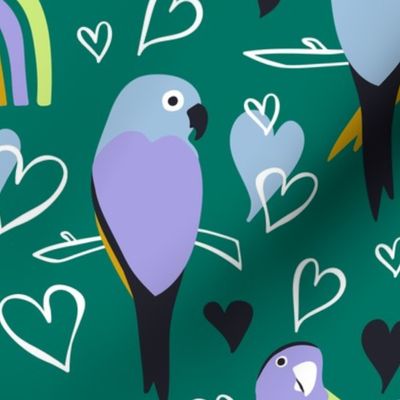 Love Birds Green Petal Signature Pastel Comforts Large Scale