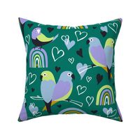 Love Birds Green Petal Signature Pastel Comforts Large Scale