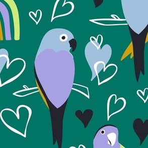 Love Birds Green Petal Signature Pastel Comforts Large Scale