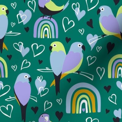 Love Birds Green Petal Signature Pastel Comforts Regular Scale