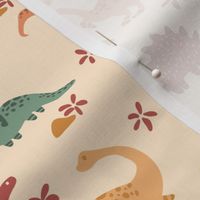 Colored Dinos on Pink Background