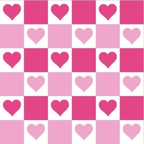 Checkered Heart Squares - Pink