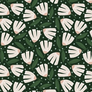 Daphne Floral Toss With Dots | Lg Dark Green