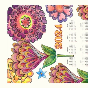 2024 Floral Calendar Wallhanging