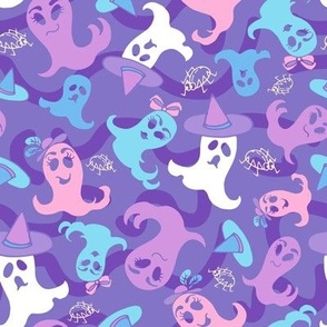 Ghosts in Hats_in Purple Not So Scary_MEDIUM_8x8_(wallpaper 24x24)