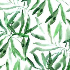 Jade green jungle vibes - watercolor palm leaves - tropical greenery a542-1