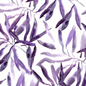 Amethyst jungle vibes - watercolor violet palm leaves - tropical greenery a542-4