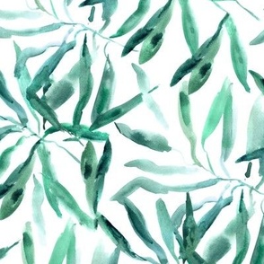 Emerald jungle vibes - watercolor palm leaves - tropical greenery a542-9