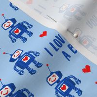 I love you a bot! - Valentine's Day robots - blue & red - LAD22