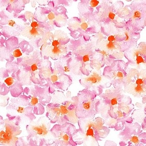 Watercolor flowers - Pink and orange floral