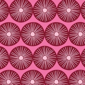 Little sunshine circles - raw ink sunny day rays of sunshine boho style pink burgundy