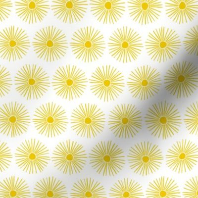 Little Scandinavian sunshine - raw ink sunny day rays of sunshine boho style bright yellow on white