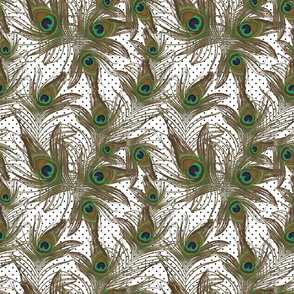 peacock feathers polka dots