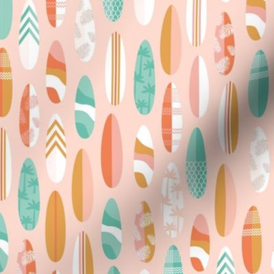 Surf boards - colorful ocean surf theme summer wave theme blush apricot orange teal girls palette