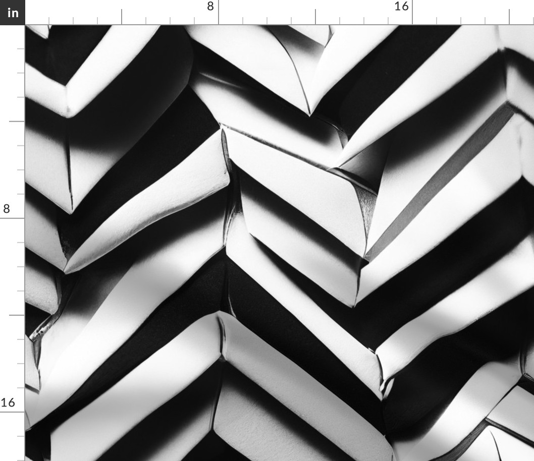 Dimensional Origami (black and white) Fabric | Spoonflower