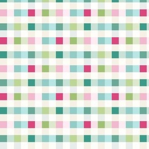 Colourful Pink, Green, Teal and White Check Gingham