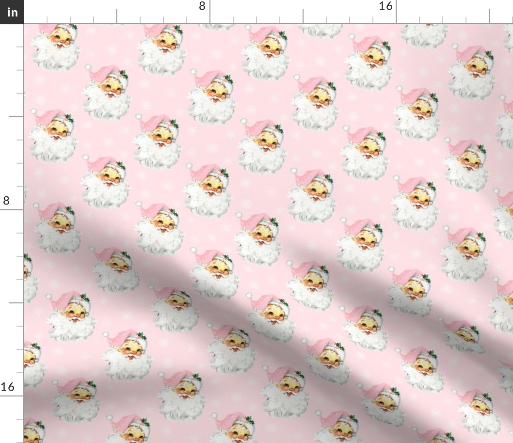 Pink Retro Santa Light Pink Background - Extra Small Scale