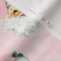 Pink Retro Santa Light Pink Background - Small Scale