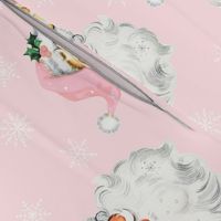 Pink Retro Santa Light Pink Background - Large  Scale