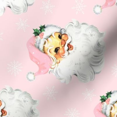 Pink Retro Santa Light Pink Background Rotated - Large Scale