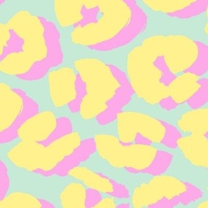 I see double - leopard spots in pastel groovy nineties retro colors mint pink yellow LARGE