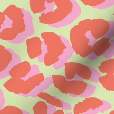 I see double - leopard spots in pastel groovy nineties retro colors pink orange lime green LARGE