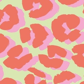 I see double - leopard spots in pastel groovy nineties retro colors pink orange lime green LARGE