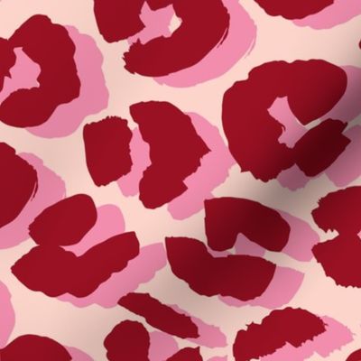 I see double - leopard spots in pastel groovy nineties retro colors burgundy red pink blush valentine palette LARGE