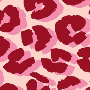 I see double - leopard spots in pastel groovy nineties retro colors burgundy red pink blush valentine palette LARGE