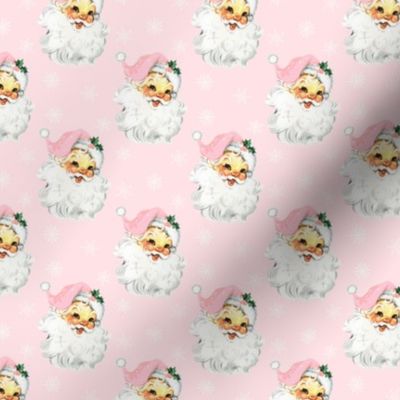 Pink Retro Santa Light Pink Background - Extra Extra Small Scale