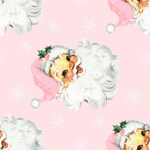 Pink Retro Santa Light Pink Background Rotated - XL Scale