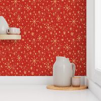 Mid Century Modern Stardust in Poppy Red and Gold Coordinate