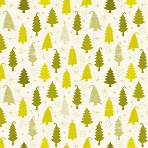 Retro Halftone 1950s Christmas Trees // Greens