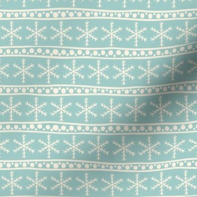 Scandinavian Snowflakes - Sea Glass Aqua Blue Green