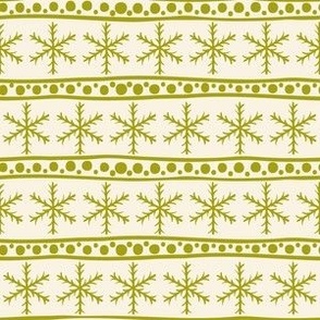 Scandinavian Snowflakes - Citrine Yellow Green and Ivory
