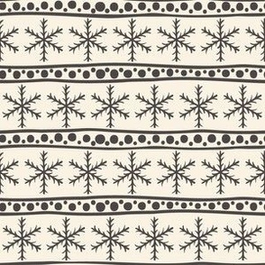 Scandinavian Snowflakes - Charcoal Gray and Ivory