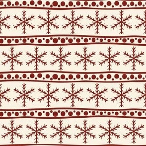 Scandinavian Snowflakes - Dark Poppy Red and Ivory