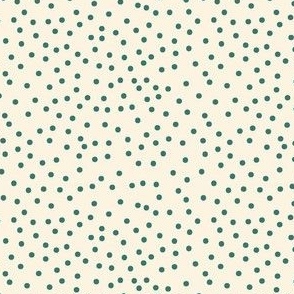 Christmas Scattered Polka Dots - Teal Dots on Ivory
