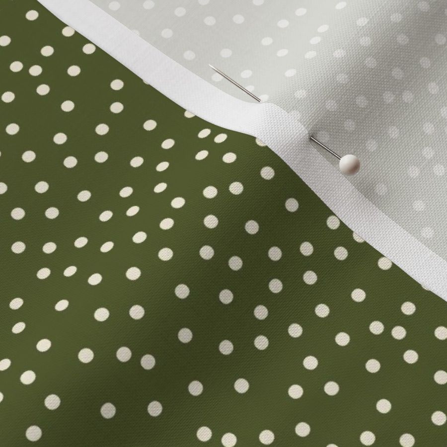 Christmas Scattered Polka Dots - Ivory Dots on Dark Green