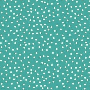 Christmas Scattered Polka Dots -  Ivory Dots on Teal